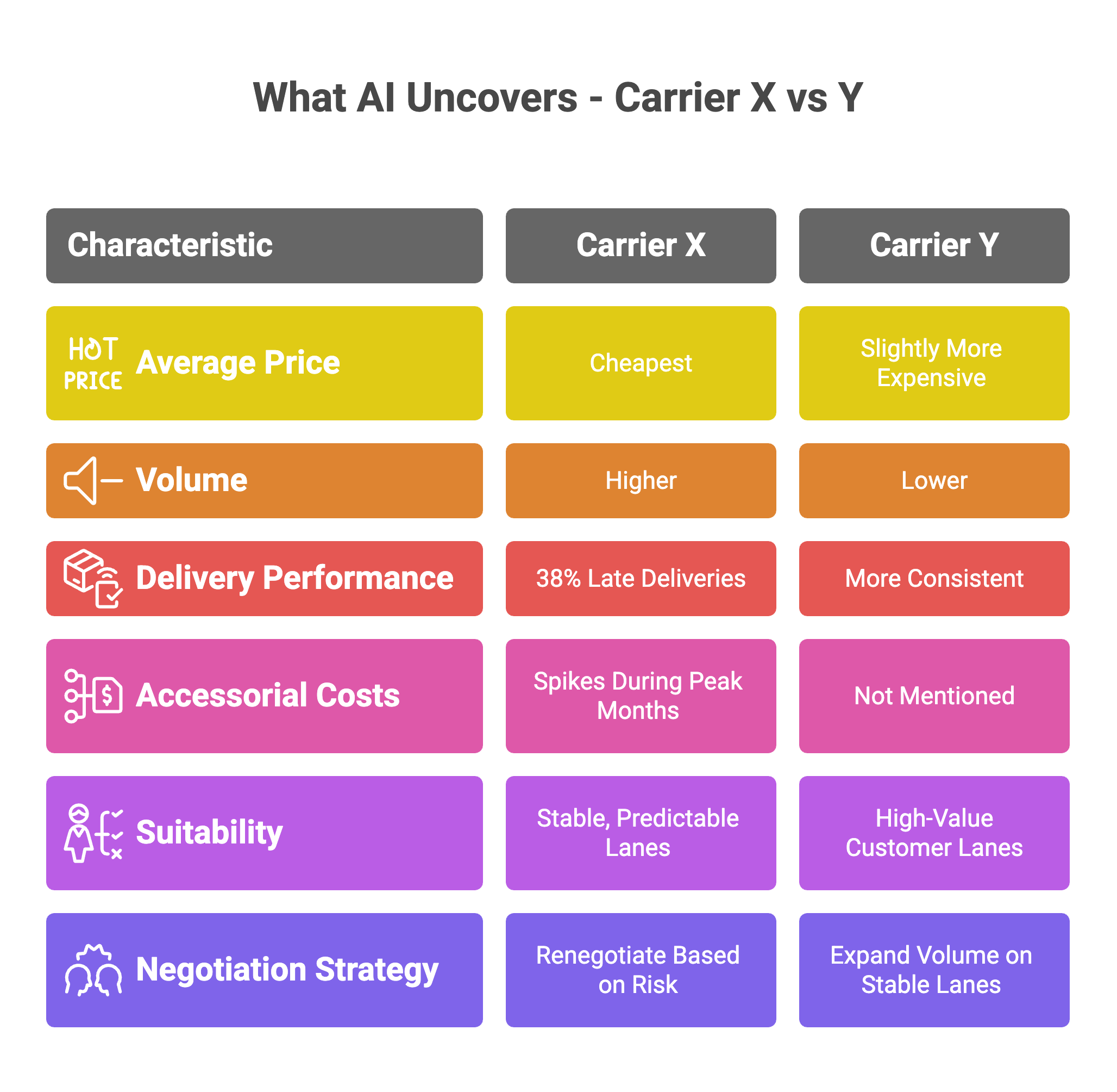 Historically, Carrier X receives more volume. — diagram